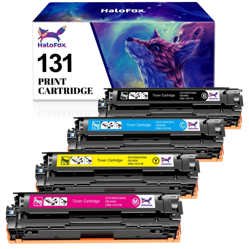 HaloFox Compatible Toner Cartridge Replacement for Canon 131 131H imageClass MF624Cw MF628Cw MF8280Cw LBP7100Cw MF8230Cn MF8080Cw for HP 131A 131X Printer (Black, Cyan, Yellow, Magenta, 4-Pack) - Image 1
